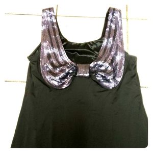 Sequined little black dress